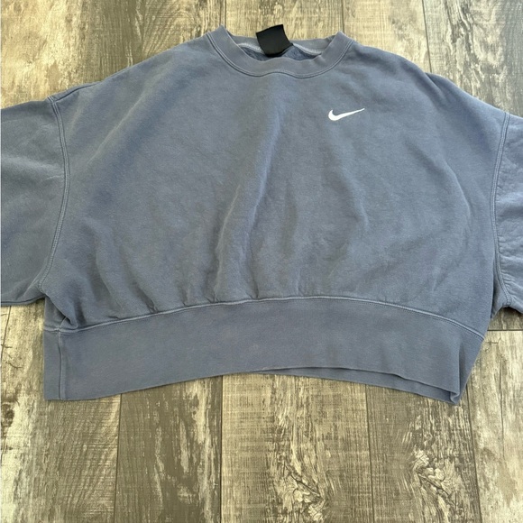 Nike Dusty Blue Cropped Sweatshirt - Picture 1 of 3